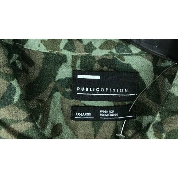 Public Opinion Mens Camo Flannel Front Button Down Long Sleeve Shirt - Picture 4 of 5